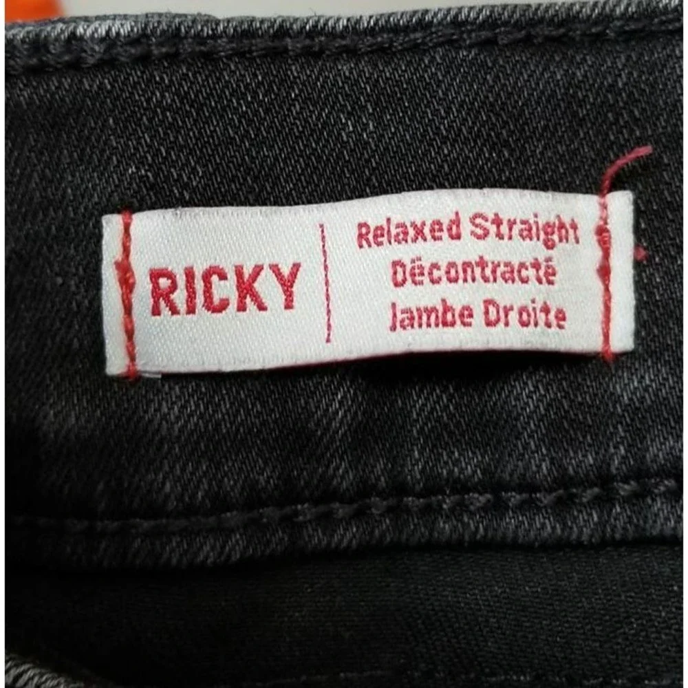 True Religion Jeans Size 33 Ricky Mineral Marble Black Relaxed Straight Leg